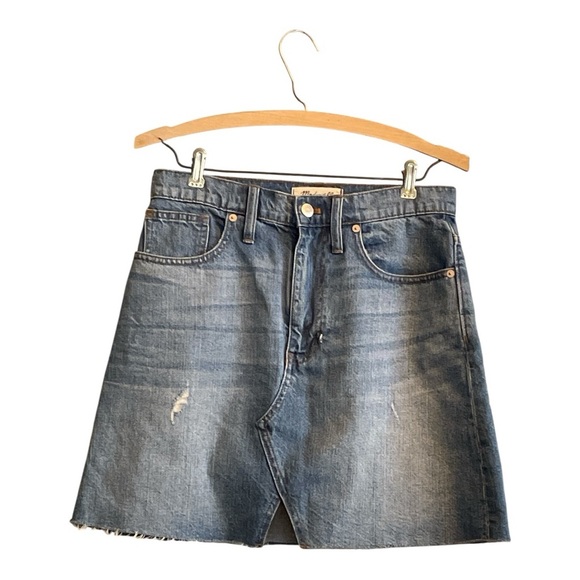 Madewell Distressed Denim Mini Skirt - Picture 1 of 4